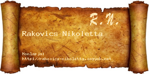 Rakovics Nikoletta névjegykártya